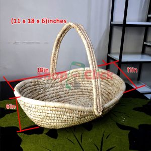 Flat Twist Raffia Long Handle Basket 11" x 18" by 6"