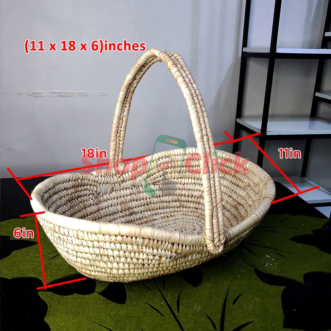 Flat Twist Raffia Long Handle Basket 11" x 18" by 6"